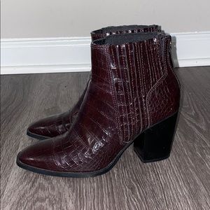 Zara Burgundy fall boots snake print